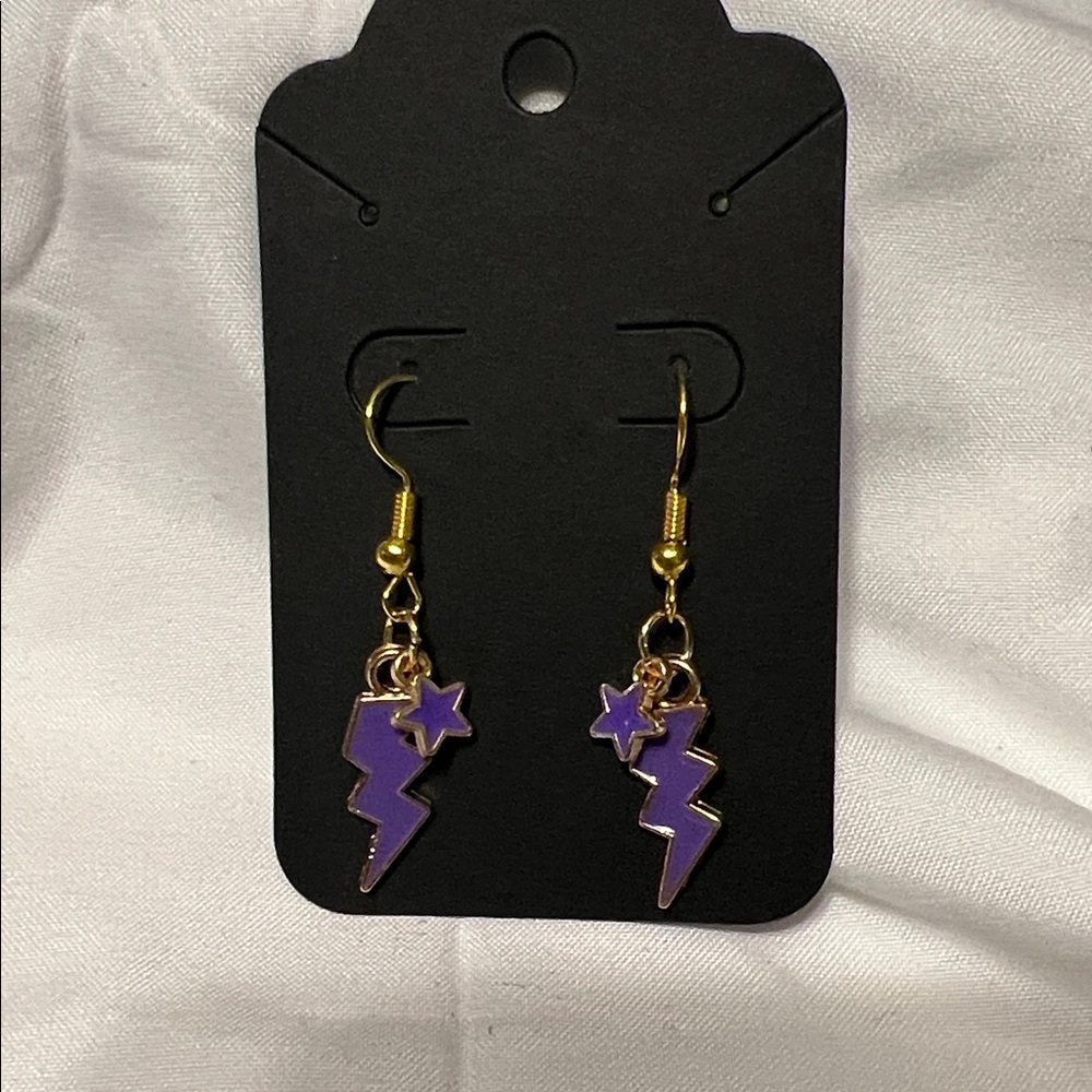 Purple Lightning Bolt Earrings